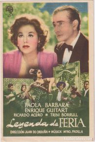 Foglietti di film di film antichi di cinema: Leyenda de Feria. Sencillo de Floralva. Cine Español-Andújar, 1946